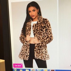 Leopard Print Faux Fur Coat